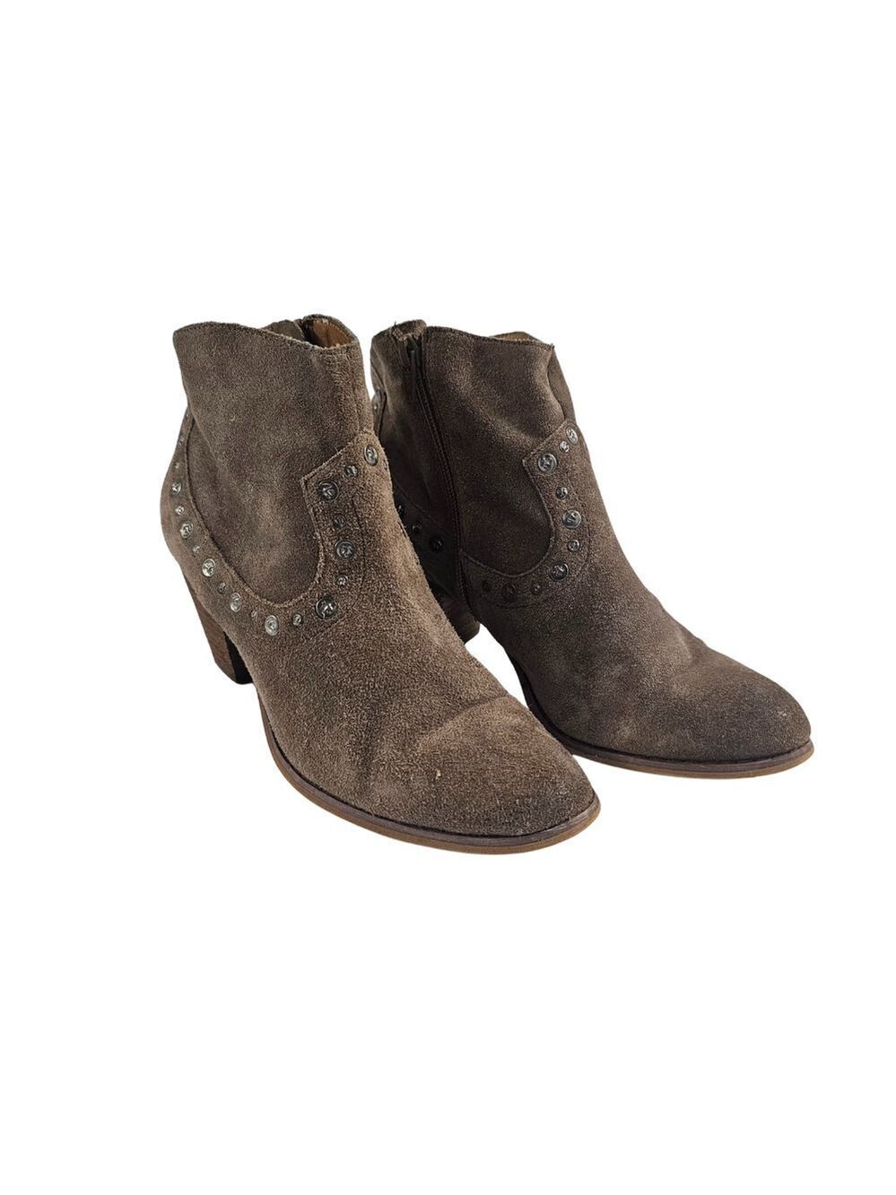 Corso Como Tan Suede Leather Western Style Ankle Boots Size 7